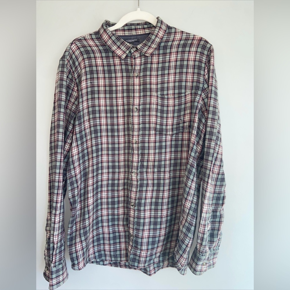 TOAD&CO Men’s Plaid Flannel Button Down Shirt Super Light and Soft Size Large